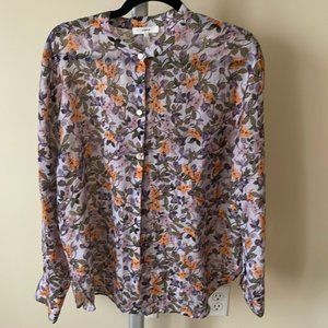 NWOT Vince Wisteria Vine Relaxed band collar button floral print